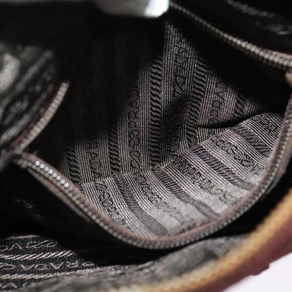 PRADA Chain Shoulder Bag Suede Brown Gold Auth - Picture 13 of 16